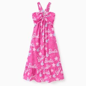 Barbie 1pc Allover Print Halter Pink Dress
